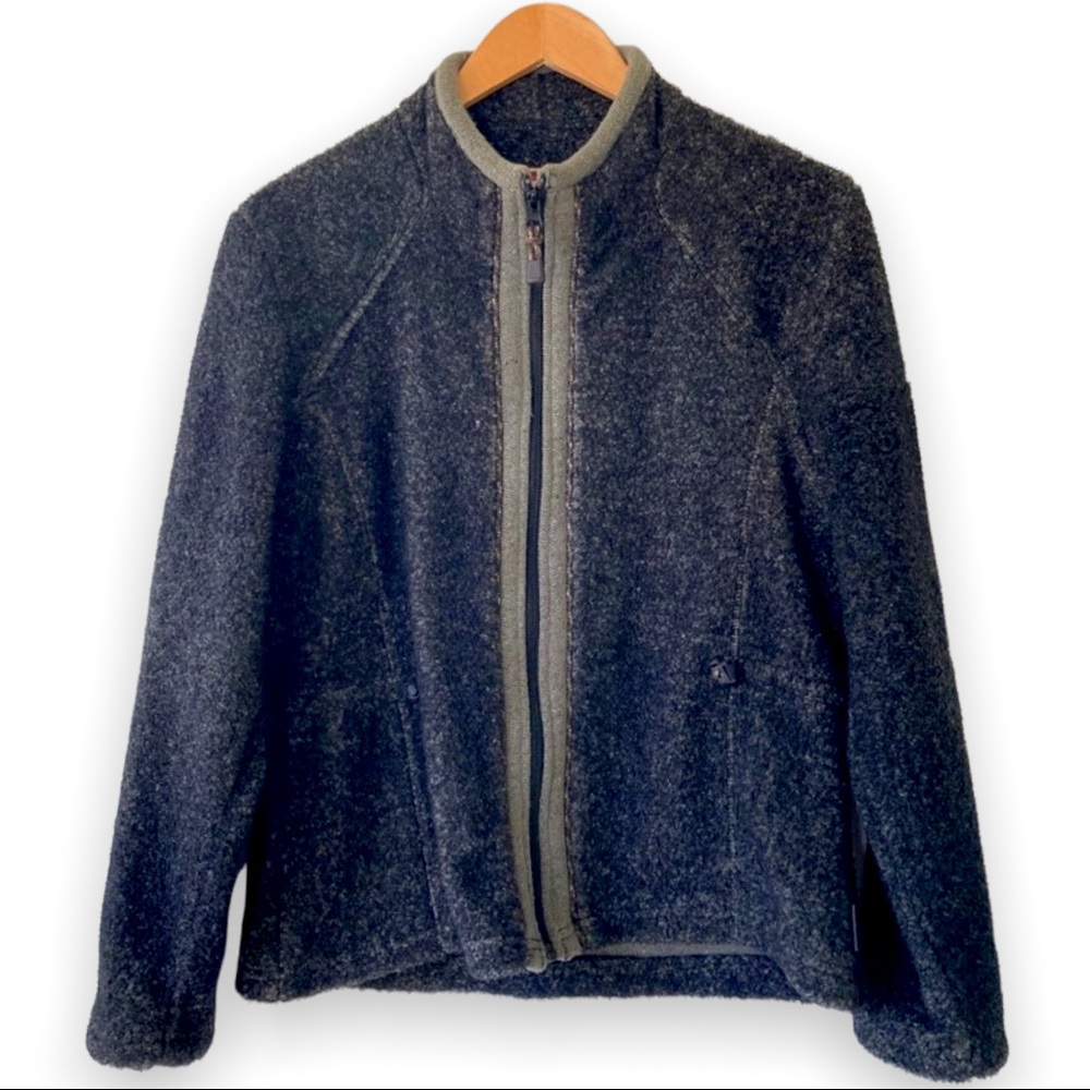 Woolrich Womens Small Jacket Sherpa Fleece Zip Front Gray Outdoor Casual Work